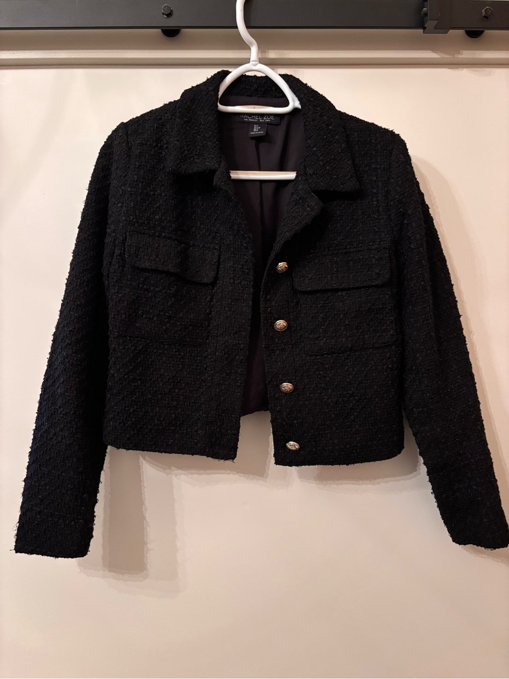 Rachel Zoe Black Tweed Cropped Blazer